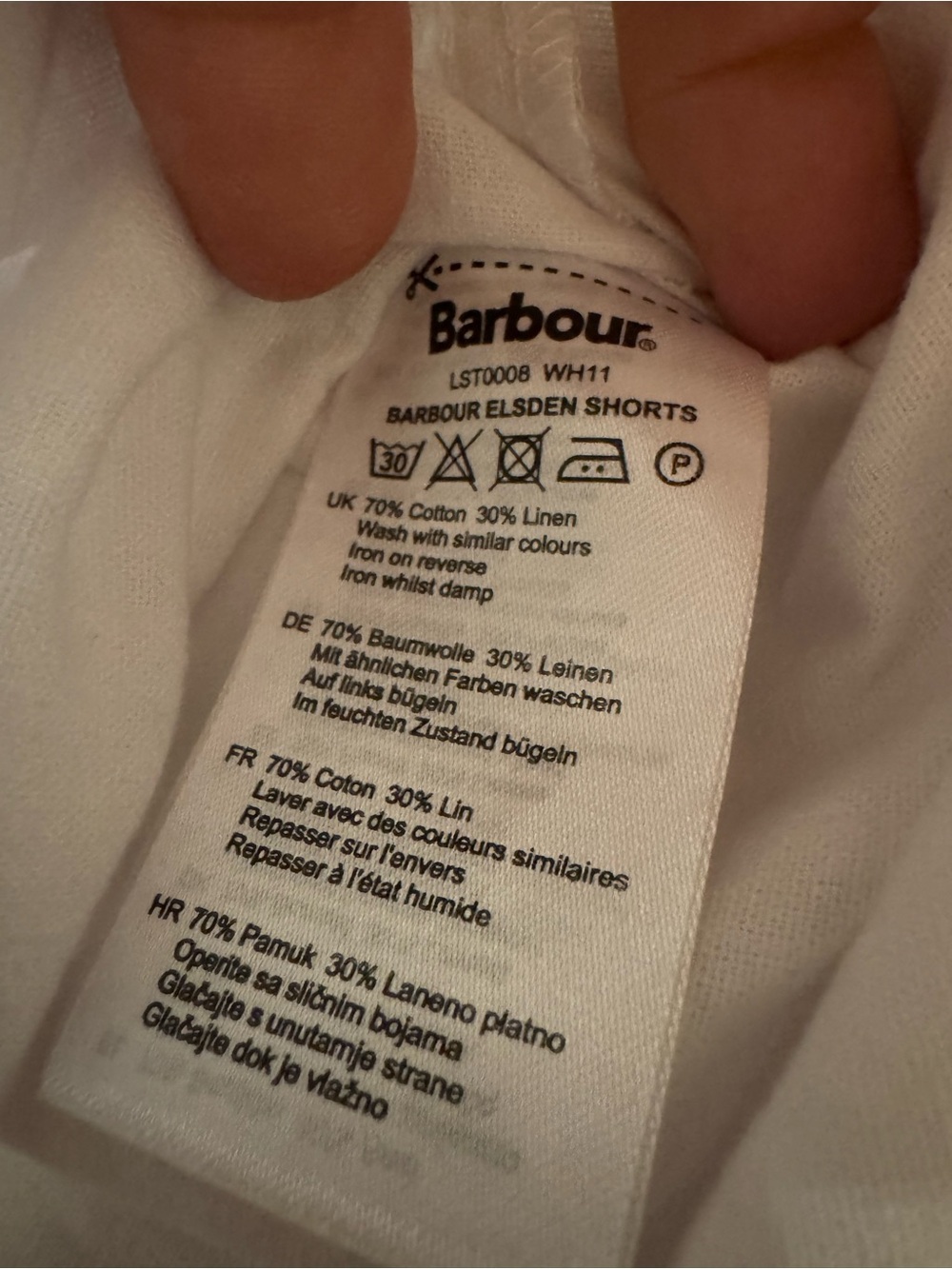 Barbour White High-Waist Drawstring Elsden Shorts - Picture 7 of 7